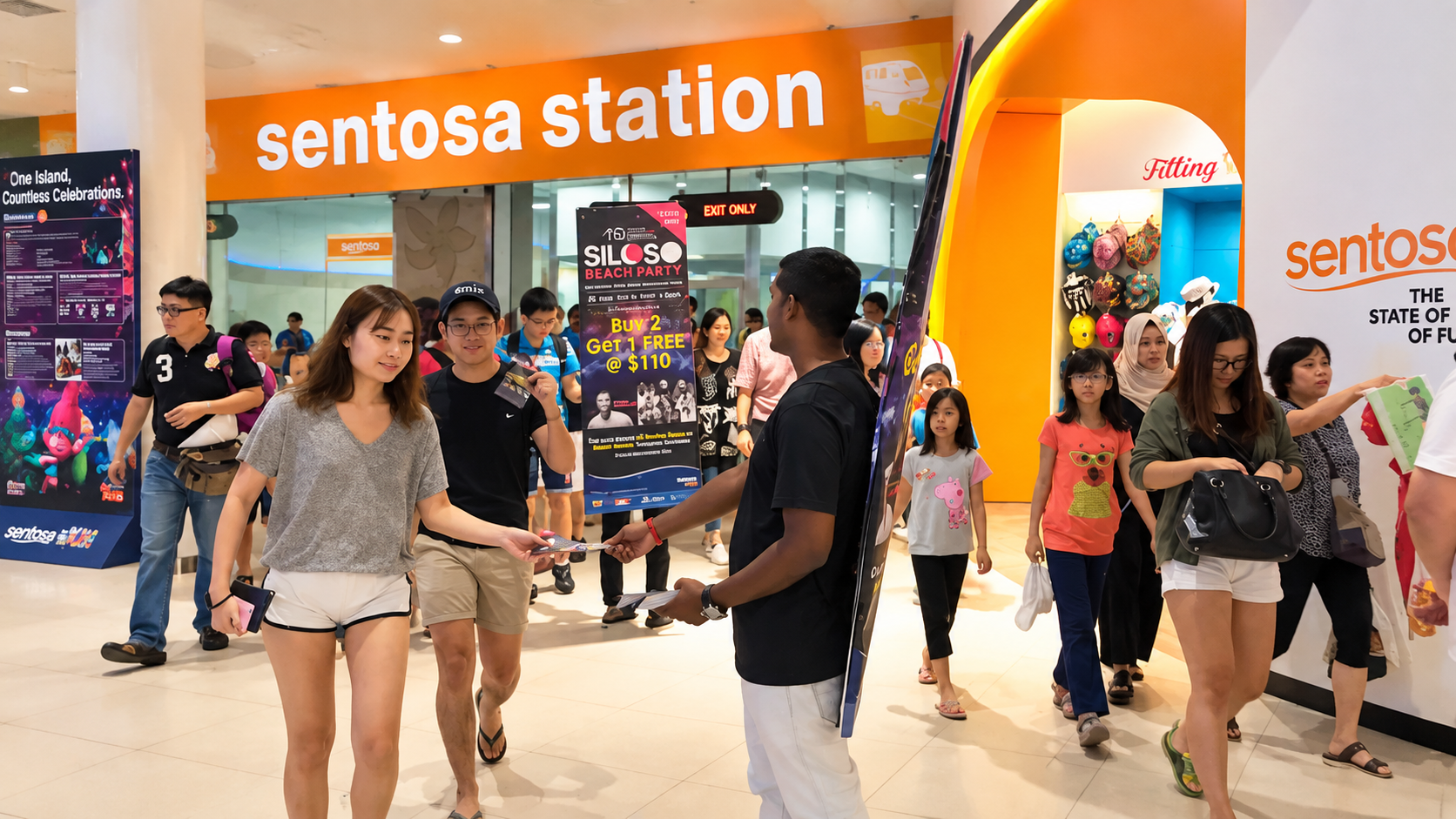 High foot traffic pedestrian crossing in Singapore during peak hours, suitable for flyer distribution jobs and street marketing